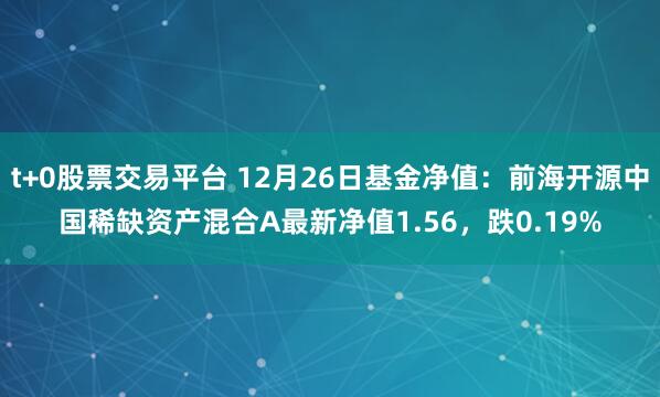 t+0股票交易平台 12月26日基金净值：前海开源中国稀缺资产混合A最新净值1.56，跌0.19%