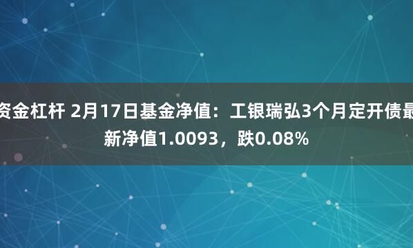 资金杠杆 2月17日基金净值：工银瑞弘3个月定开债最新净值1.0093，跌0.08%