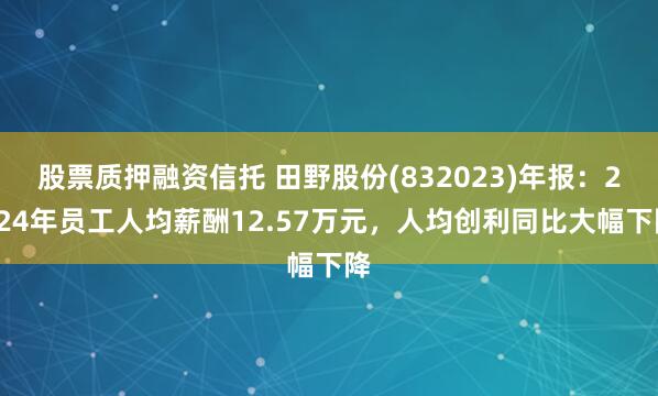 股票质押融资信托 田野股份(832023)年报：2024年员工人均薪酬12.57万元，人均创利同比大幅下降