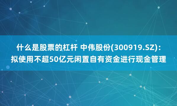 什么是股票的杠杆 中伟股份(300919.SZ)：拟使用不超50亿元闲置自有资金进行现金管理