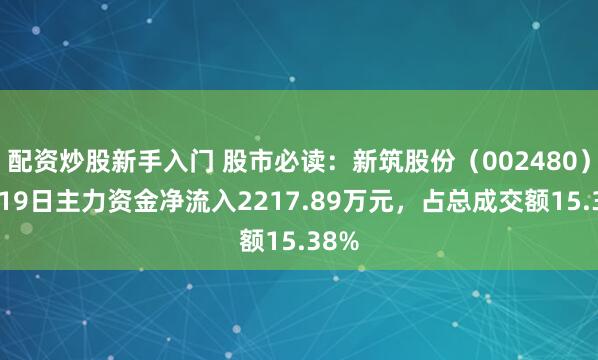 配资炒股新手入门 股市必读：新筑股份（002480）5月19日主力资金净流入2217.89万元，占总成交额15.38%
