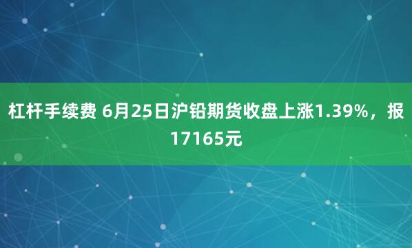 杠杆手续费 6月25日沪铅期货收盘上涨1.39%，报17165元